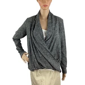 Anthropologie Akemi + Kin Woodruff Waffle Knit Wrap Sweater Gray Size S